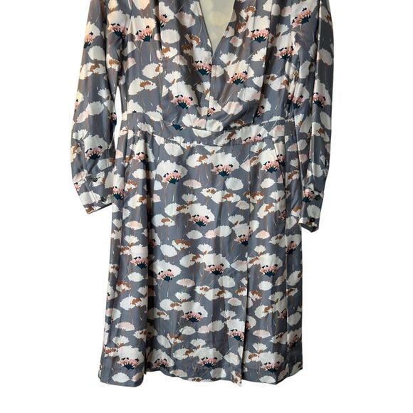 J Crew Collection Thistle Floral Dress Size 6 Silk Multicolor Long Sleeve V-Neck - Picture 3 of 12